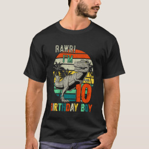 Kids rex Dinosaur Birthday Boy Rawr I m 10 Year Ol T-Shirt