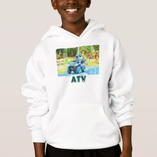 Kids Riding an ATV All Terrain Vehicle on Road Hoodie