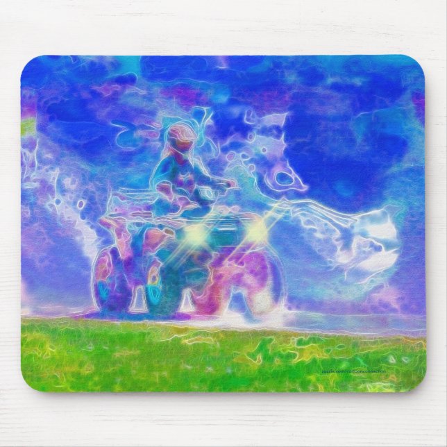 Kids Riding an ATV All Terrain Vehicle on Road Mouse Pad (Front)