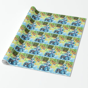 Kids Riding an ATV All Terrain Vehicle on Road Wrapping Paper