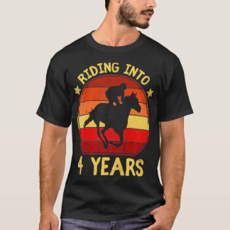 Kids Riding into 4 Years horse gift four year T-Shirt
