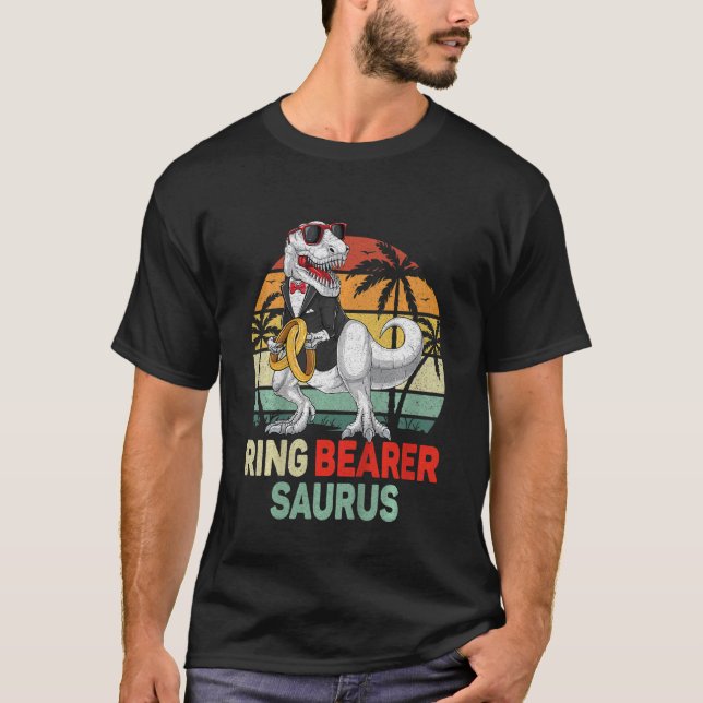 Kids Ring Bearer Boys Trex Dinosaur Wedding Kids R T-Shirt (Front)