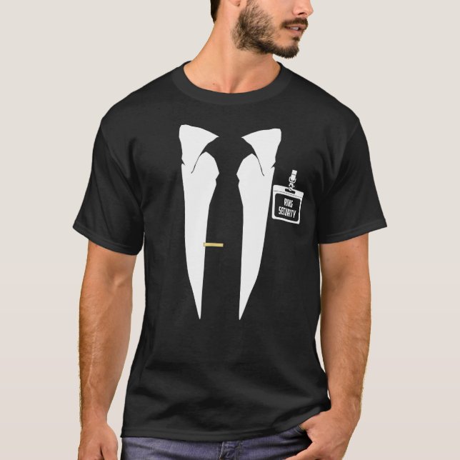 Kids Ring Bearer Funny Ring Security Tuxedo Grooms T-Shirt (Front)