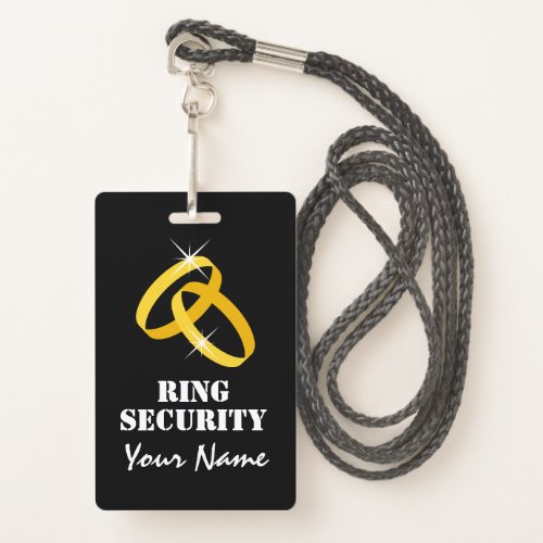 Kids ring bearer security name badge with lanyard
