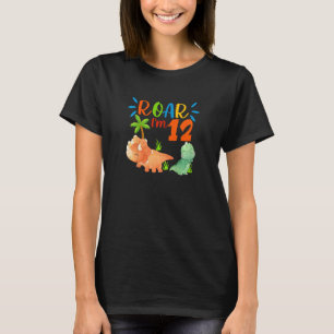 Kids Roar I'm 12  12th Birthday Boy Rex Dinosaur 1 T-Shirt