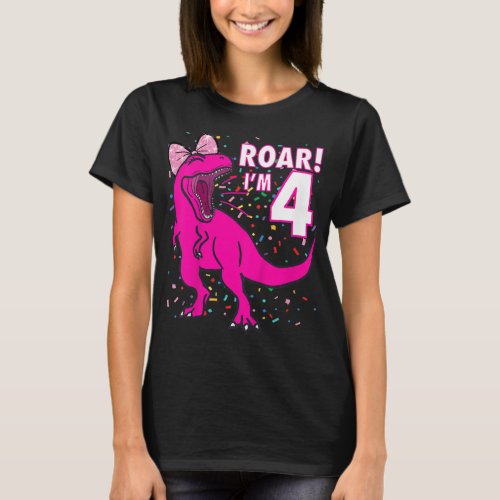 Kids roar im 4 four year old dinosaur birthday  T_Shirt