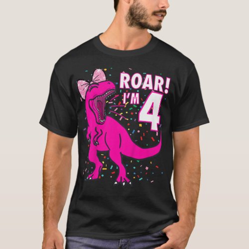 Kids roar im 4 four year old dinosaur birthday  T_Shirt