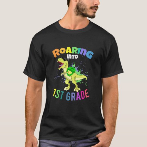 Kids Roaring Into First Grade Dinosaur Back To 1st T_Shirt