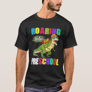 Kids Roaring Into Preschool Back To School Dinosau T-Shirt