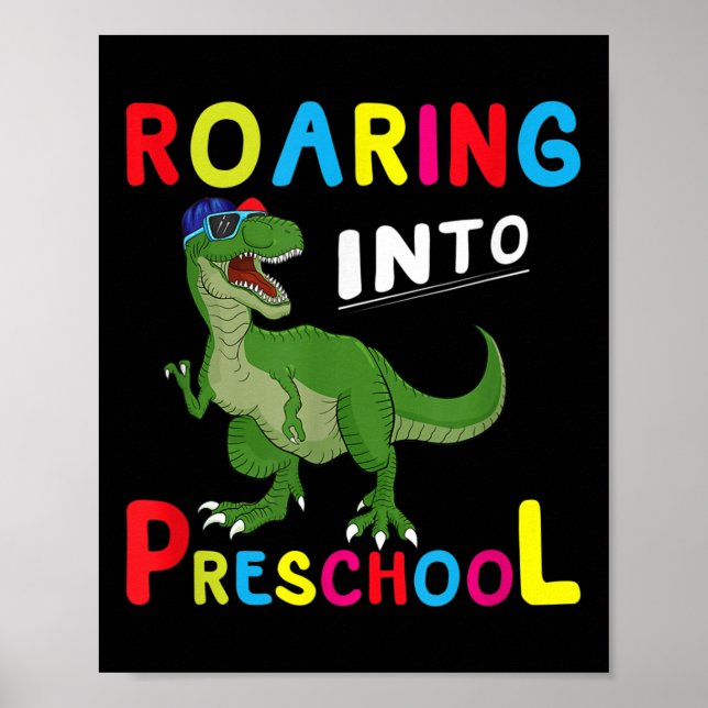 Kids - Roaring Into Preschool - Dinosaur T-rex Pre Poster (Front)