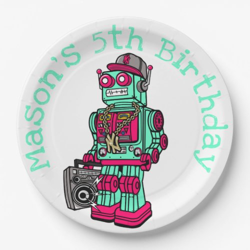 Kids Robot  Birthday Paper Plates