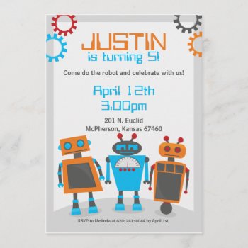 Kids Robot Birthday Party Invitations by cranberrydesign at Zazzle