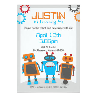 robot birthday invitations