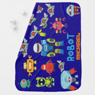 KIDS ROBOT Blankie Named Blue Cartoon Funny Baby Blanket