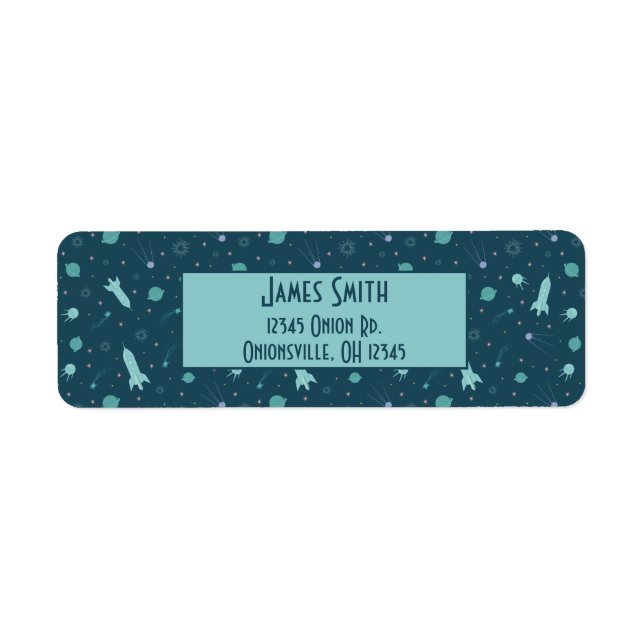 Kids Rocket Ship to Space Travel Saturn Planets Label (Front)