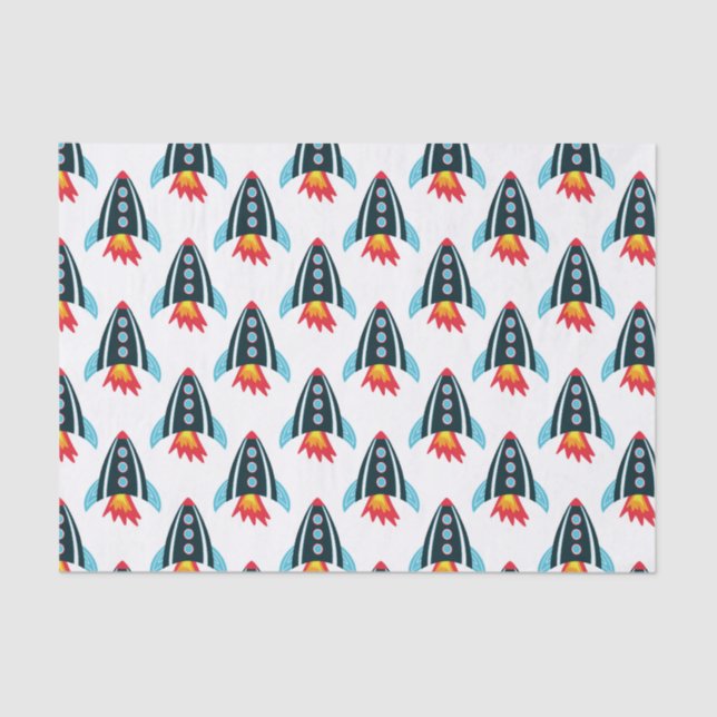 Kids Rocket Space Pattern Tissue Paper (Front)