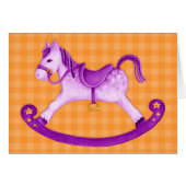 Kids Rocking horse art card orange purple (Front Horizontal)