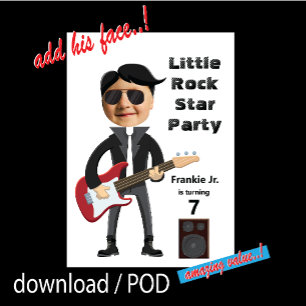 Kids 🎸🤣 Rockstar Birthday Guitar Funky Fun  Invitation