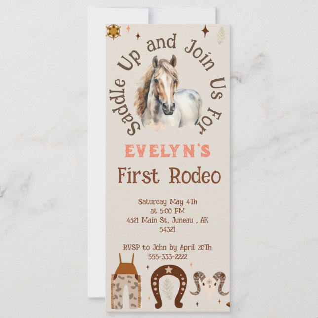 Kids Rodeo Cowboy Rustic Western   Announcement (Front)