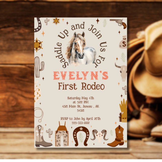 Kids Rodeo Cowboy Rustic Western   Invitation (Creator Uploaded)