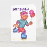 Kids Roller Skating Birthday Card at Zazzle