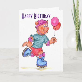 Kids Roller Skating Birthday Card by christymurphy123 at Zazzle