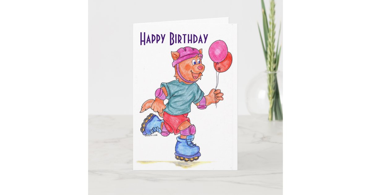Kids Roller Skating Birthday Card | Zazzle