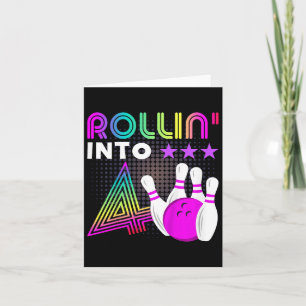 Kids Rollin Into 4 Bowling Birthday Party 4th Birt Card