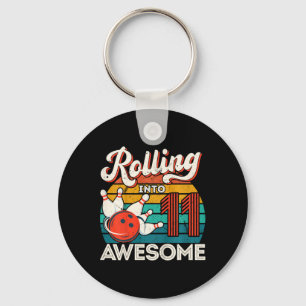 Kids Rolling Into 11 Years 11th Bowling Birthday P Keychain
