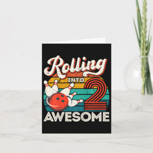 Kids Rolling Into 2 Years 2nd Bowling Birthday Par Card