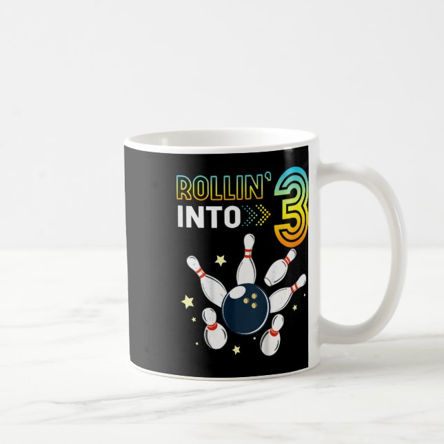 Kids Rolling Into 3 Years Old Birthday Bowling Lov Coffee Mug (Right)