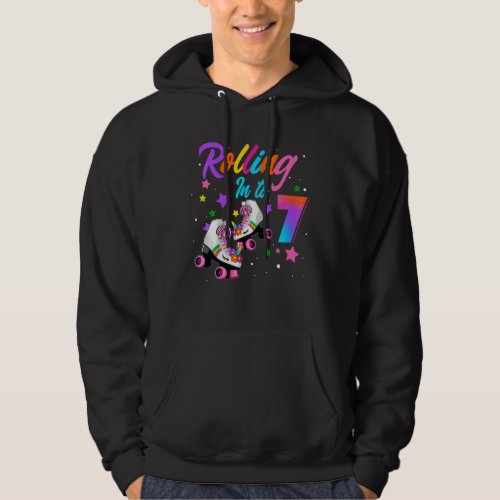 Kids Rolling Into 7 Year Old Roller Skate Girl 7th Hoodie