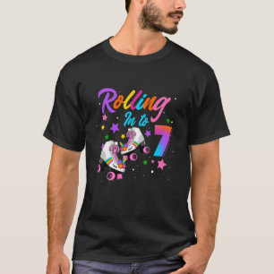 Kids Rolling Into 7 Year Old Roller Skate Girl 7Th T-Shirt