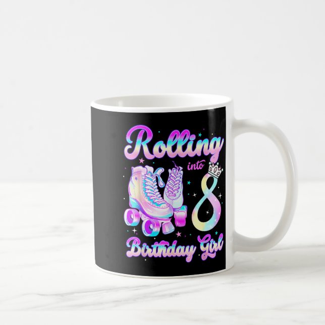 Kids Rolling Into 8 Roller Skating 8th Birthday Gi Coffee Mug (Right)