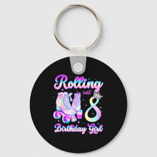 Kids Rolling Into 8 Roller Skating 8th Birthday Gi Keychain