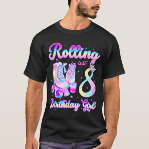 Kids Rolling Into 8 Roller Skating 8th Birthday Gi T-Shirt