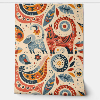 Kid's Room Animal Paisley V3 Wallpaper