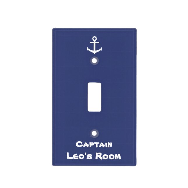 Kid's Room Custom Blue and White Anchor Light Switch Cover (Front)
