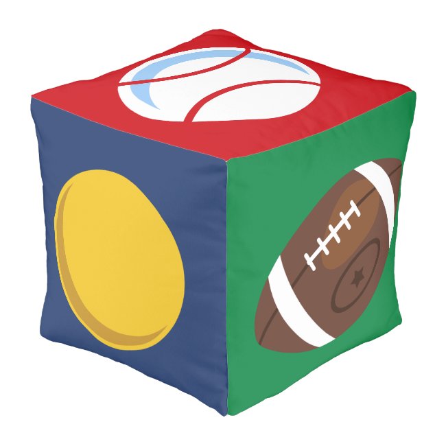 Kids Room Decor Sports Ball Graphic Pouf