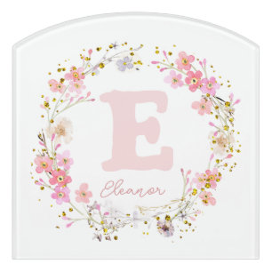 kids room initial name girl door sign