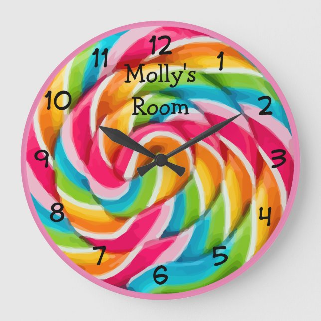 Kids Room Monogram Colorful Candy Themed Clock (Front)