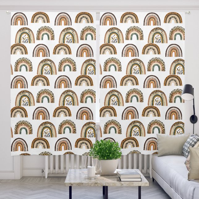 Kids Room Nursery Boho Rainbows Blackout Curtains (Living Room)