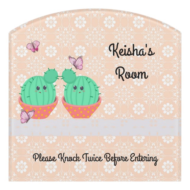 Kids Room Sign with Cacti (Contour Front)