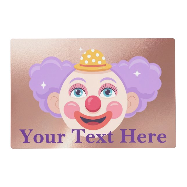 Kids Rose Gold Clown Placemat (Front)