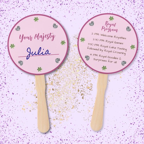 Kids Royal Party Program with Guests Name Hand Fan