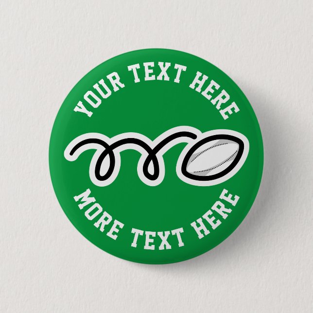 Kid's rugby Birthday party favor custom team name Button (Front)