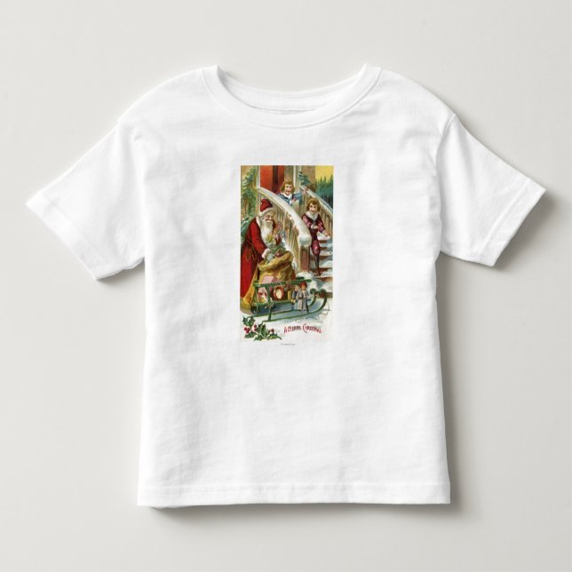 Kids Running to Greet Santa Toddler T-shirt (Front)