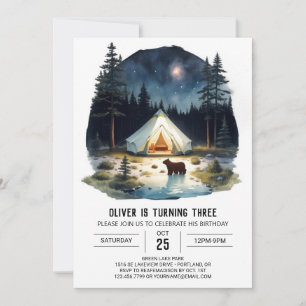 Kids' Rustic Mountain Campout Birthday Invitation