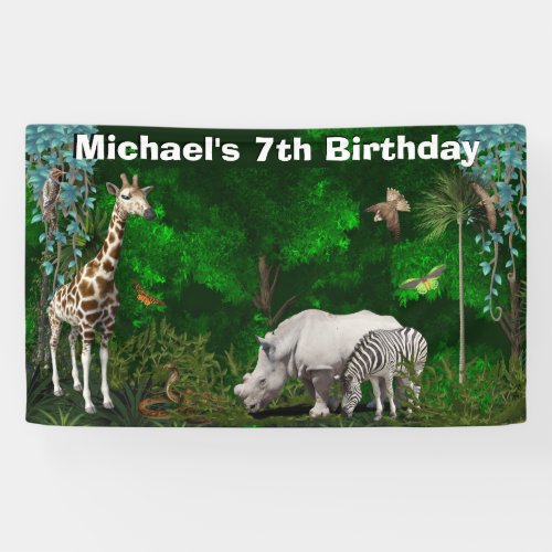 Kids safari animal birthday party wild animals banner