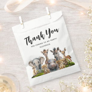 Kids Safari Animals Birthday Favor Bag